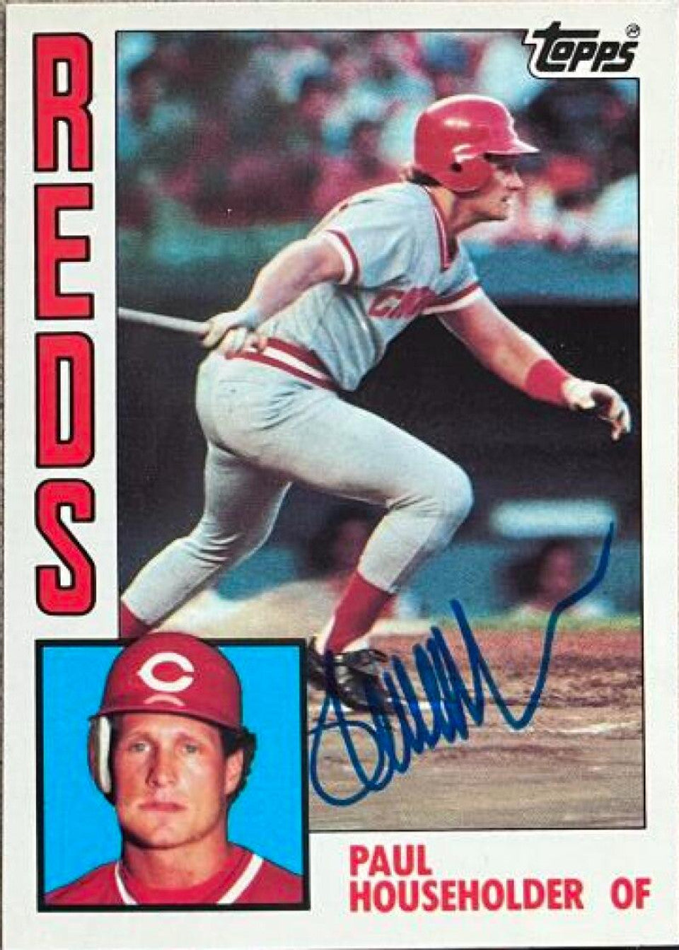 Paul Householder Signed 1984 Topps Tiffany Baseball Card - Cincinnati Reds
