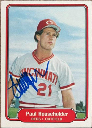 Paul Householder Signed 1982 Fleer Baseball Card - Cincinnati Reds