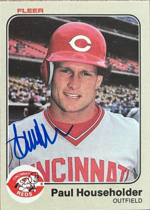 Paul Householder Signed 1983 Fleer Baseball Card - Cincinnati Reds