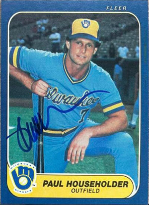 Paul Householder Signed 1986 Fleer Baseball Card - Milwaukee Brewers