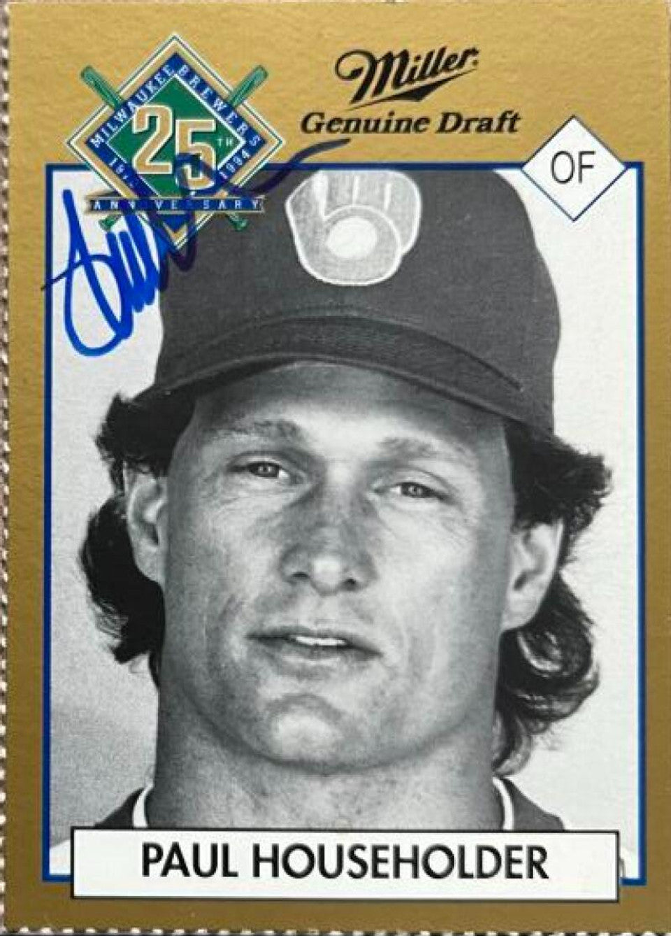 Paul Householder Signed 1994 Miller Brewing Co Baseball Card - Milwaukee Brewers