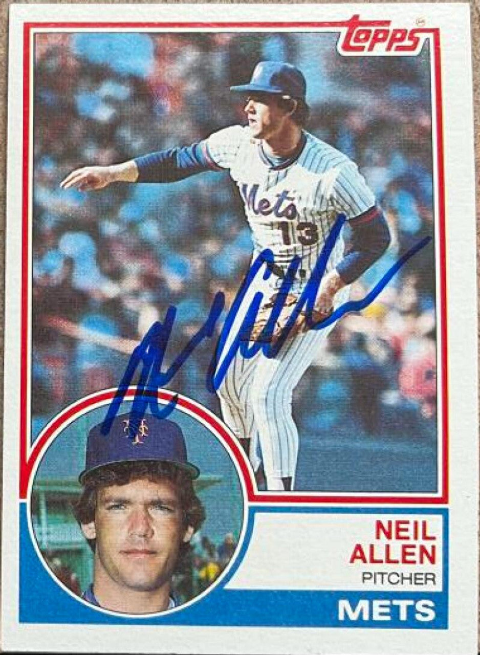 Neil Allen Signed 1983 Topps Baseball Card - New York Mets