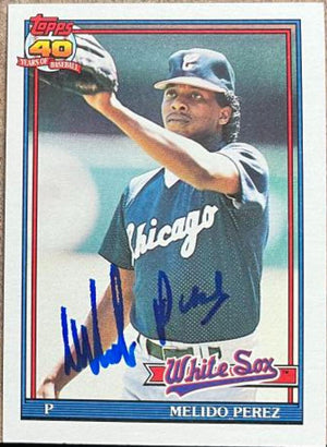 Melido Perez Signed 1991 Topps Baseball Card - Chicago White Sox