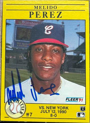 Melido Perez Signed 1991 Fleer Cello / Wax Box Bottom Panels Single Baseball Card - Chicago White Sox