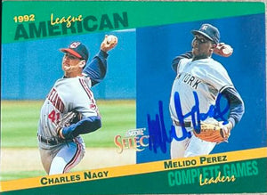 Melido Perez Signed 1993 Score Select Stats Leaders Baseball Card - New York Yankees