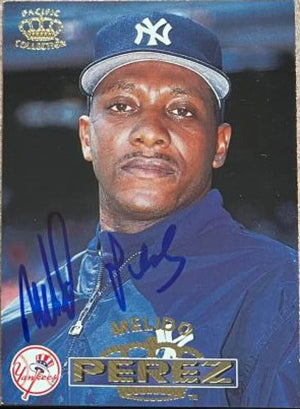 Melido Perez Signed 1996 Pacific Crown Collection Baseball Card - New York Yankees