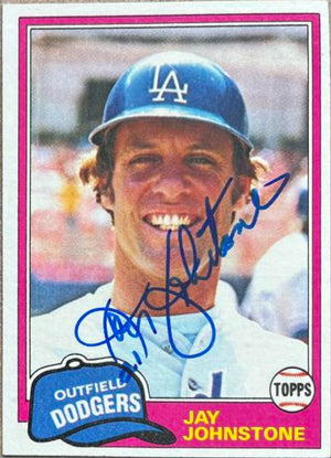 ジェイ・ジョンストンが署名した 1981 トップスベースボールカード - ロサンゼルス・ドジャース