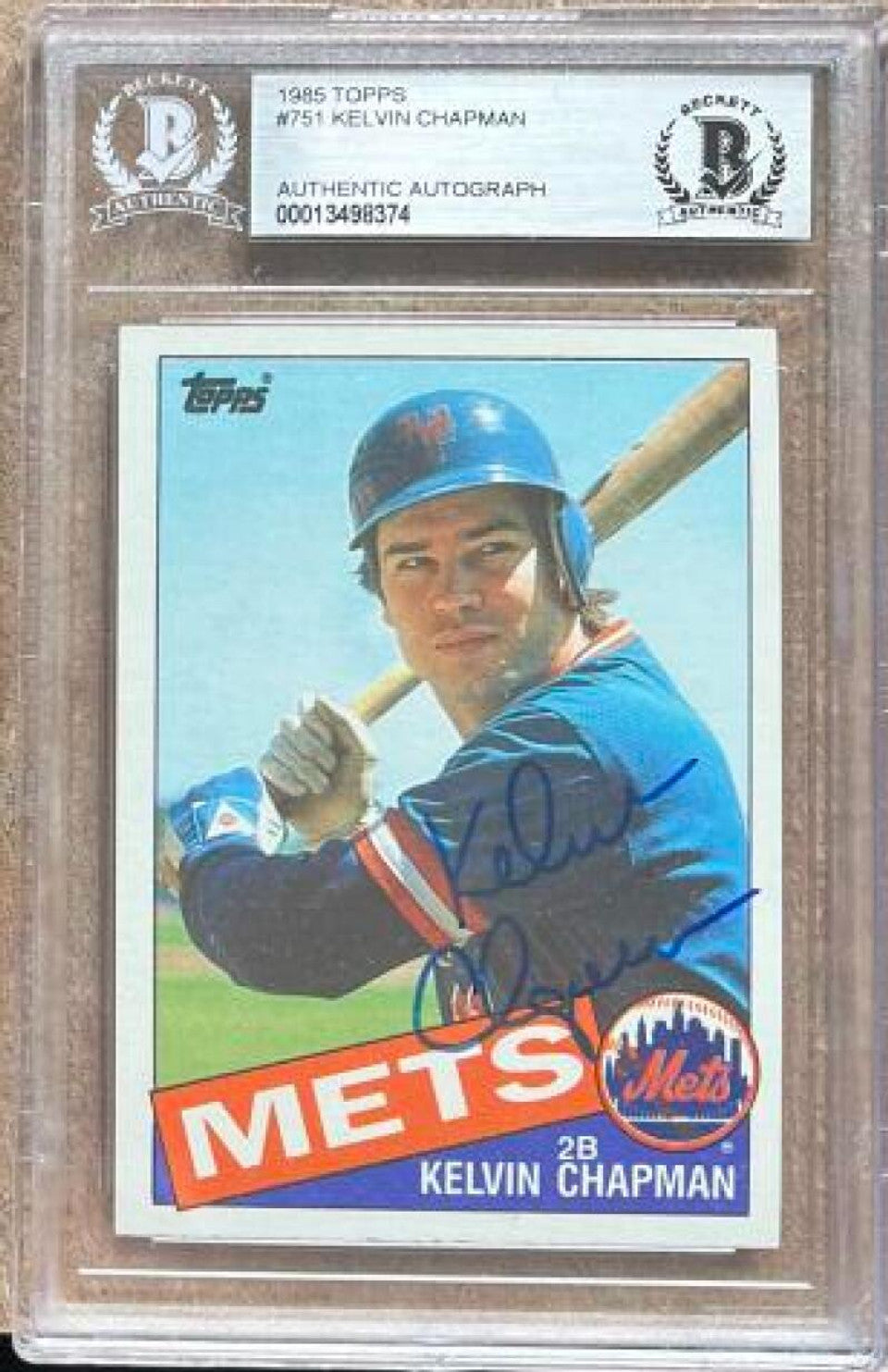 Kelvin Chapman Signed 1985 Topps Baseball Card - New York Mets - Beckett Authentication