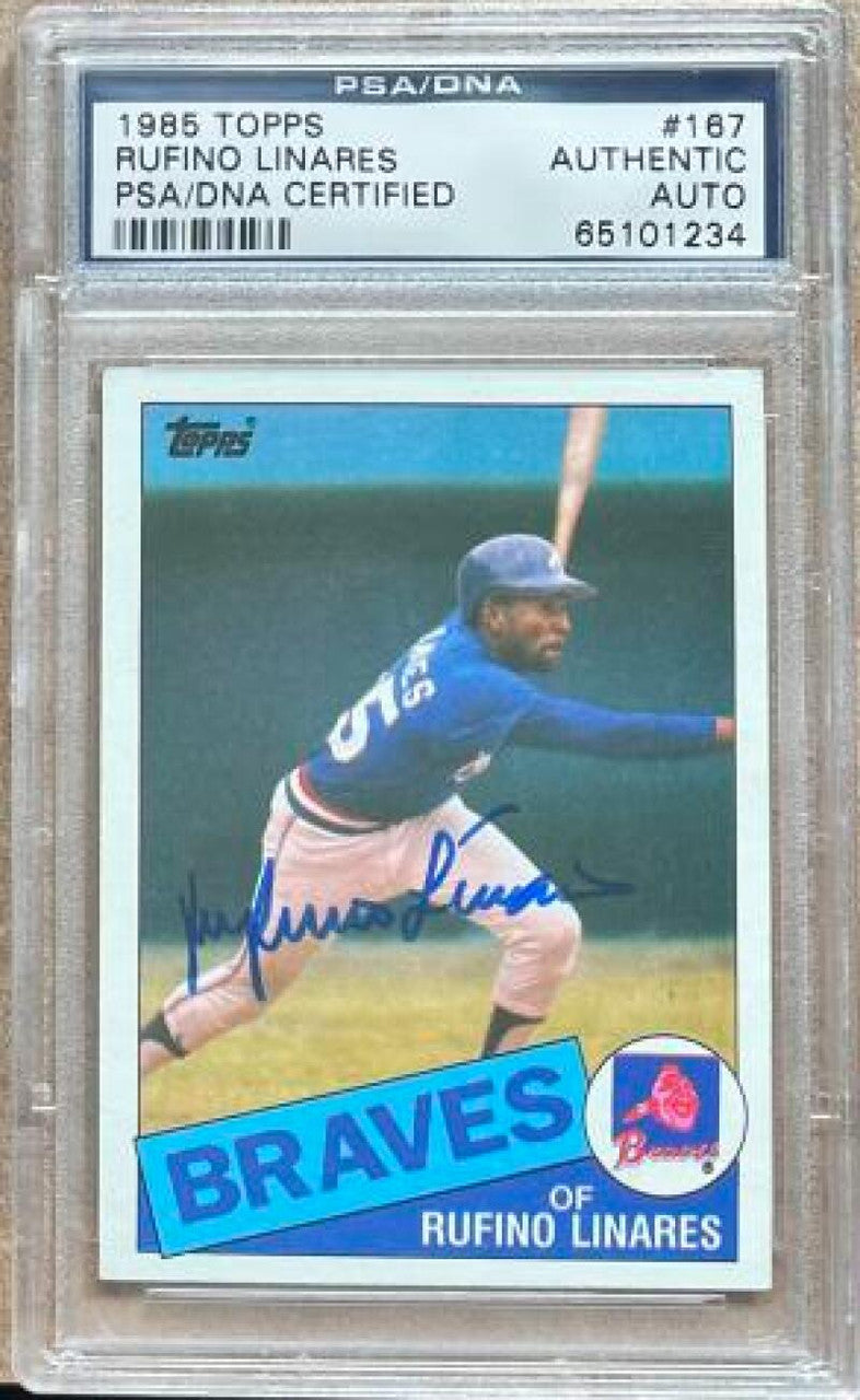 Rufino Linares Signed 1985 Topps Baseball Card - Atlanta Braves - PSA/DNA Authentication