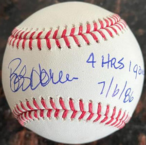 Bob Horner Signed ROMLB Baseball w/ 4HRs in 1 Game Inscription