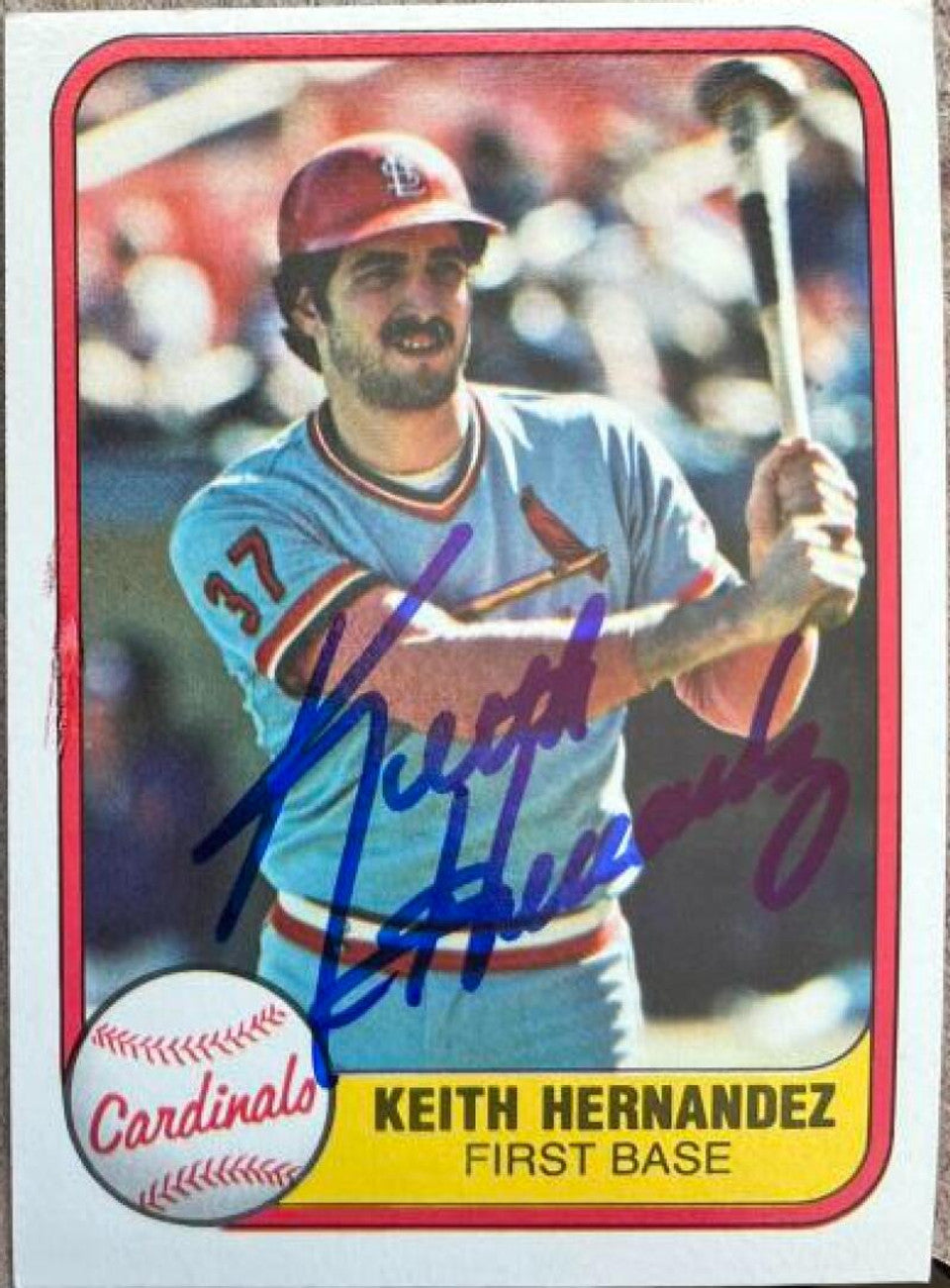 Keith Hernandez Signed 1981 Fleer Baseball Card - St Louis Cardinals
