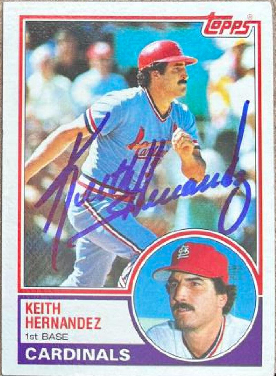 Keith Hernandez Signed 1983 Topps Baseball Card - St Louis Cardinals