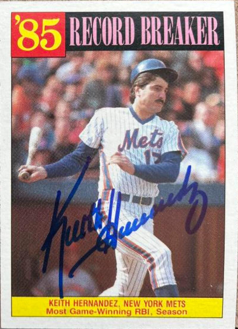 キース ヘルナンデス サイン入り 1986 トップス ベースボール カード - ニューヨーク メッツ #203