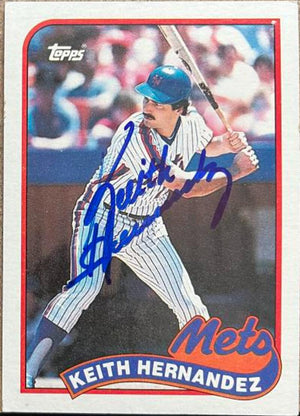 キース・ヘルナンデス、1989年トップス・ベースボールカードにサイン - ニューヨーク・メッツ