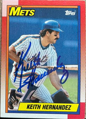 キース・ヘルナンデス、1990年トップス・ベースボールカードにサイン - ニューヨーク・メッツ