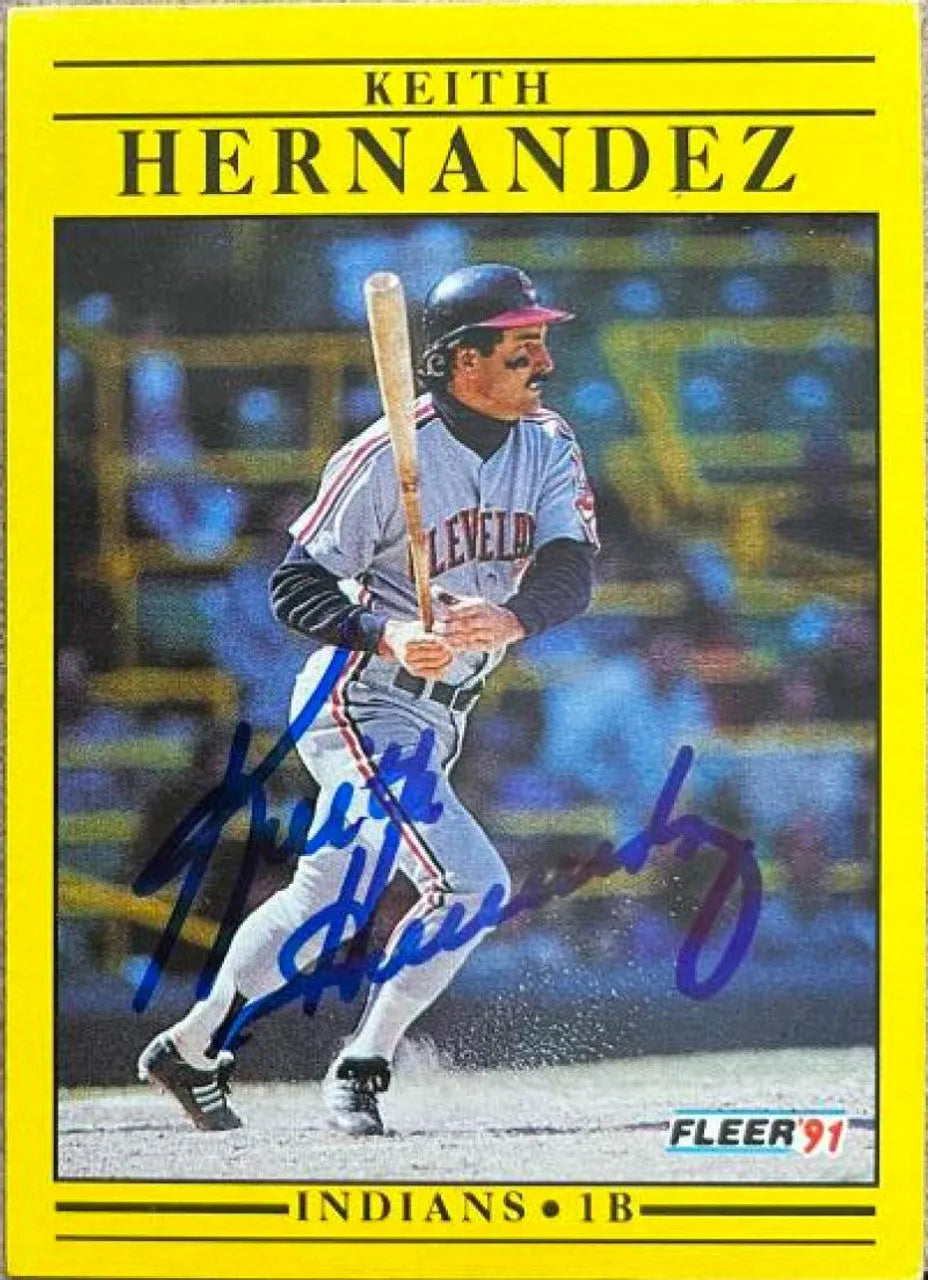 Keith Hernandez Signed 1991 Fleer Baseball Card - Cleveland Indians