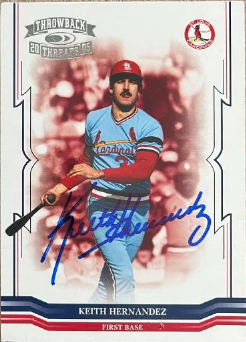 Keith Hernandez Signed 2005 Donruss Throwback Threads Baseball Card - St Louis Cardinals