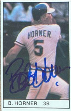 ボブ・ホーナーが署名した 1981 年のオールスター ゲーム プログラム挿入ベースボール カード - アトランタ ブレーブス