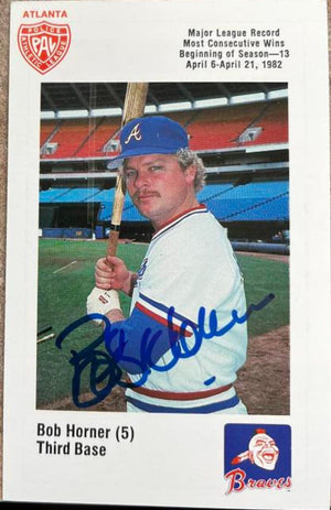 Bob Horner Signed 1982 Atlanta Police Baseball Card - Atlanta Braves