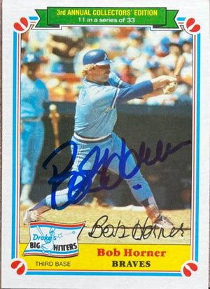 Bob Horner Signed 1983 Topps Drake's Big Hitters Baseball Card - Atlanta Braves