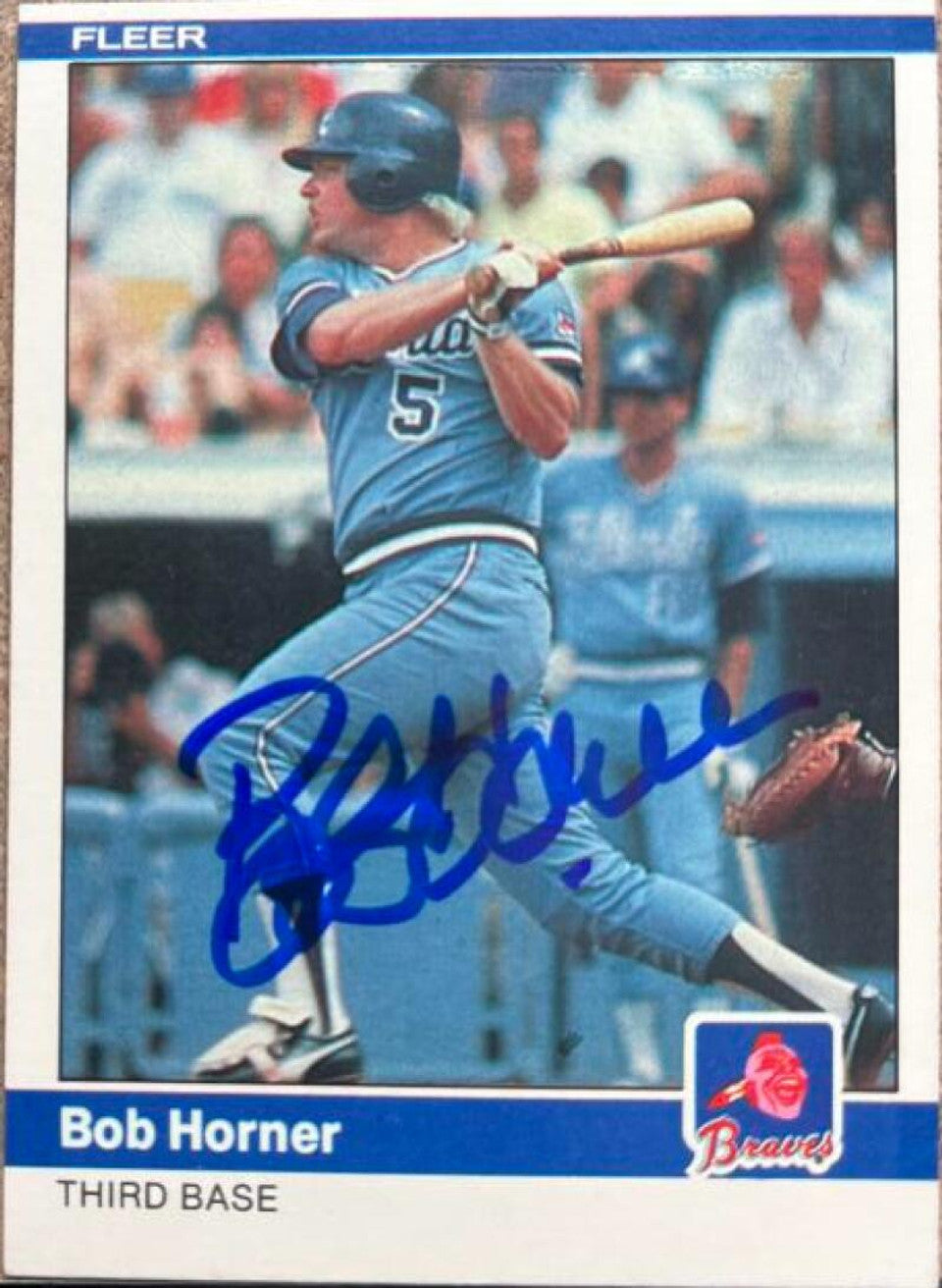 Bob Horner Signed 1984 Fleer Baseball Card - Atlanta Braves