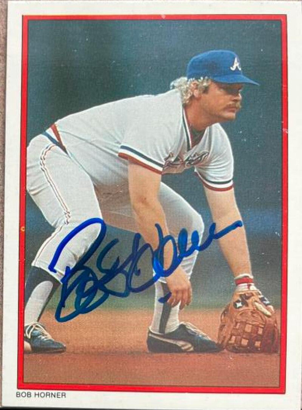 Bob Horner Signed 1984 Topps All-Star Glossy Baseball Card - Atlanta Braves