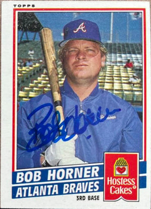 Bob Horner Signed 1985 Topps Hostess Baseball Card - Atlanta Braves