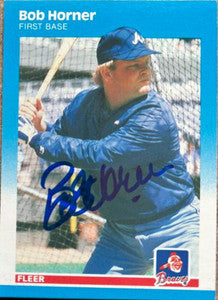 Bob Horner Signed 1987 Fleer Glossy Baseball Card - Atlanta Braves #518