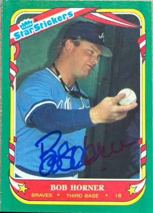 Bob Horner Signed 1987 Fleer Star Stickers Baseball Card - Atlanta Braves