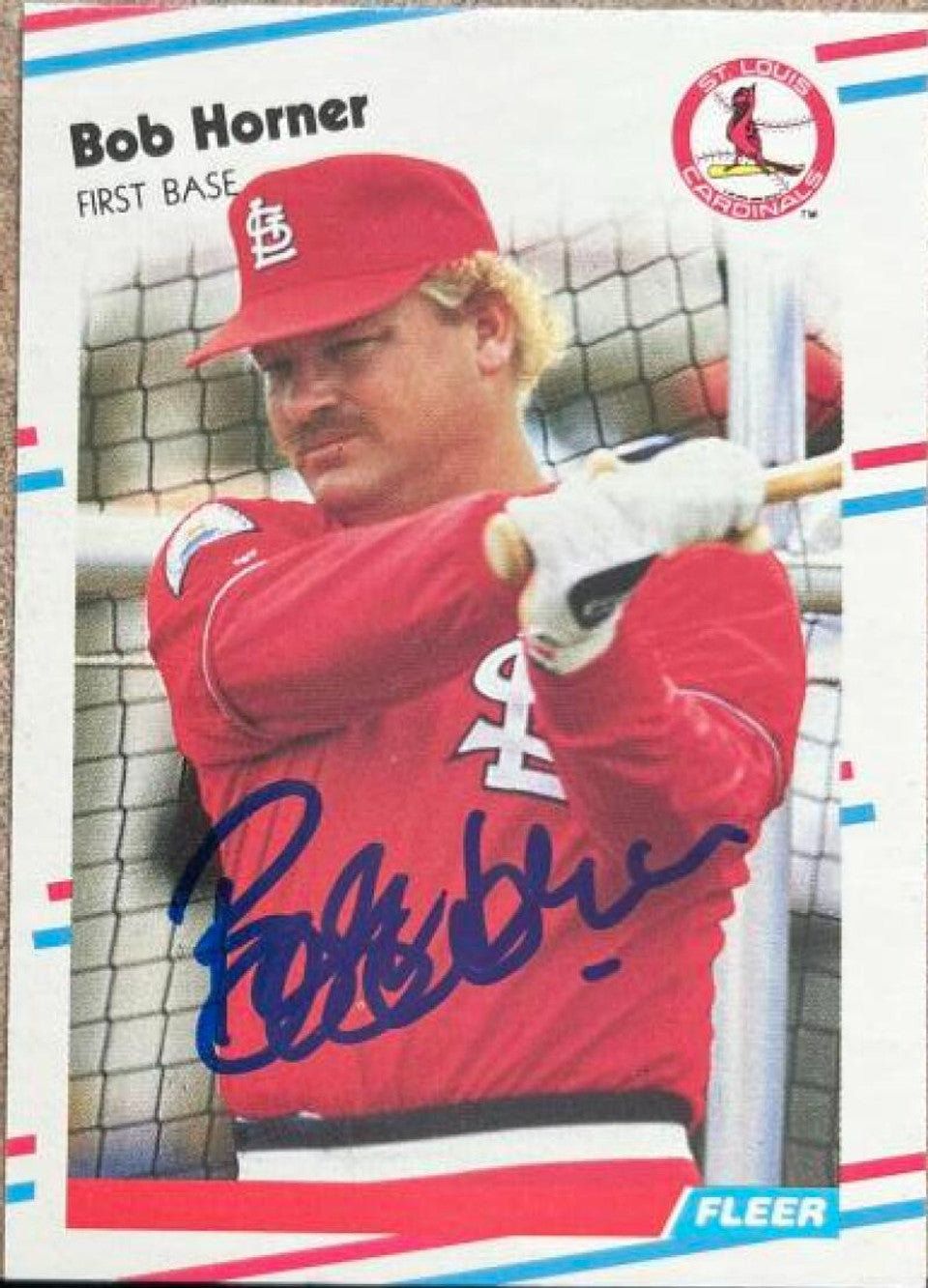 Bob Horner Signed 1988 Fleer Update Baseball Card - St Louis Cardinals