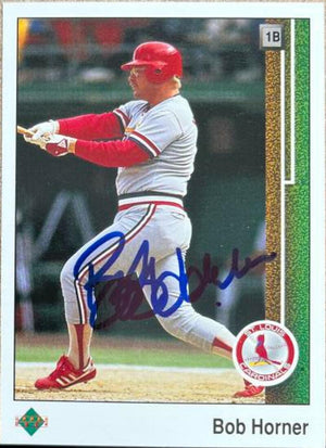 Bob Horner Signed 1989 Upper Deck Baseball Card - St Louis Cardinals