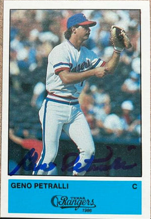 Geno Petralli Signed 1986 Performance Printing Baseball Card - Texas Rangers