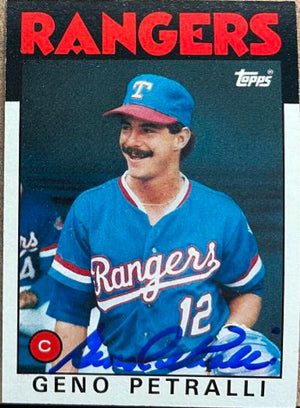 Geno Petralli Signed 1986 Topps Baseball Card - Texas Rangers