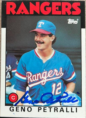 Geno Petralli Signed 1986 Topps Tiffany Baseball Card - Texas Rangers