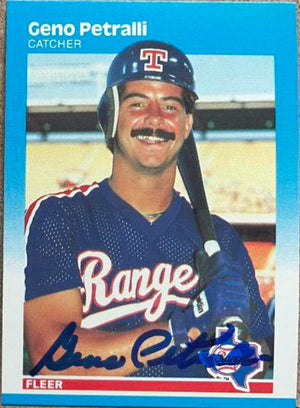 Geno Petralli Signed 1987 Fleer Baseball Card - Texas Rangers