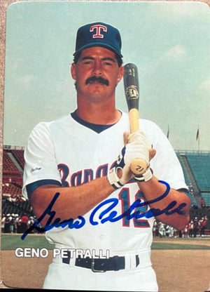 Geno Petralli Signed 1987 Mother's Cookies Baseball Card - Texas Rangers