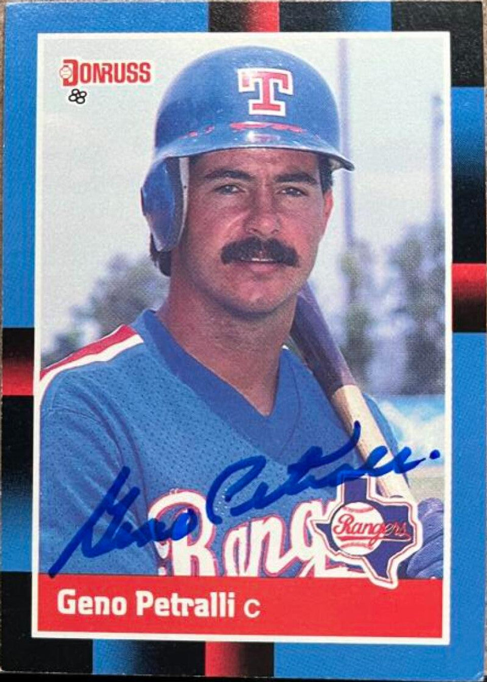 Geno Petralli Signed 1988 Donruss Baseball Card - Texas Rangers