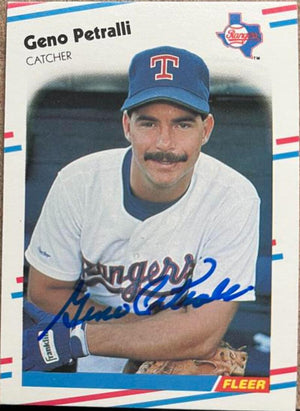 Geno Petralli Signed 1988 Fleer Baseball Card - Texas Rangers