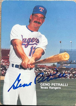 Geno Petralli Signed 1988 Mother's Cookies Baseball Card - Texas Rangers