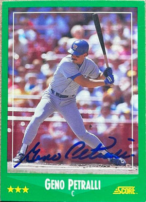 Geno Petralli Signed 1988 Score Baseball Card - Texas Rangers