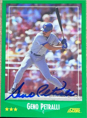 Geno Petralli Signed 1988 Score Glossy Baseball Card - Texas Rangers