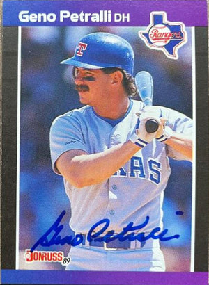 Geno Petralli Signed 1989 Donruss Baseball Card - Texas Rangers