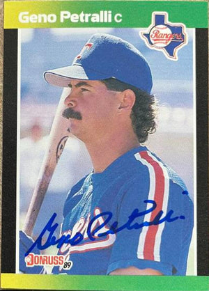 Geno Petralli Signed 1989 Donruss Baseball's Best Baseball Card - Texas Rangers