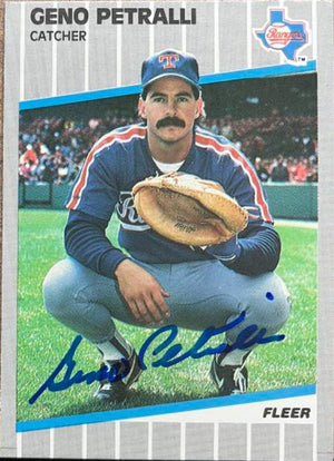 Geno Petralli Signed 1989 Fleer Baseball Card - Texas Rangers