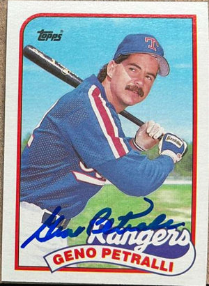 Geno Petralli Signed 1989 Topps Baseball Card - Texas Rangers