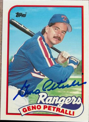 Geno Petralli Signed 1989 Topps Tiffany Baseball Card - Texas Rangers