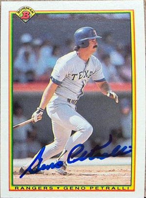 Geno Petralli Signed 1990 Bowman Baseball Card - Texas Rangers