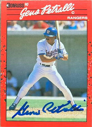Geno Petralli Signed 1990 Donruss Baseball Card - Texas Rangers