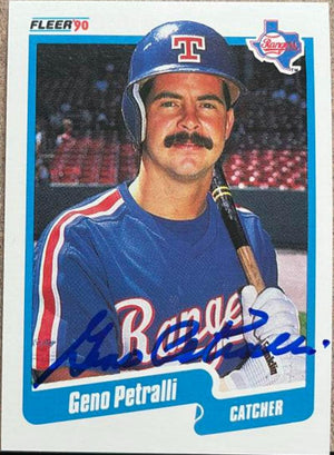 Geno Petralli Signed 1990 Fleer Baseball Card - Texas Rangers
