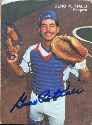 Geno Petralli Signed 1990 Mother's Cookies Baseball Card - Texas Rangers